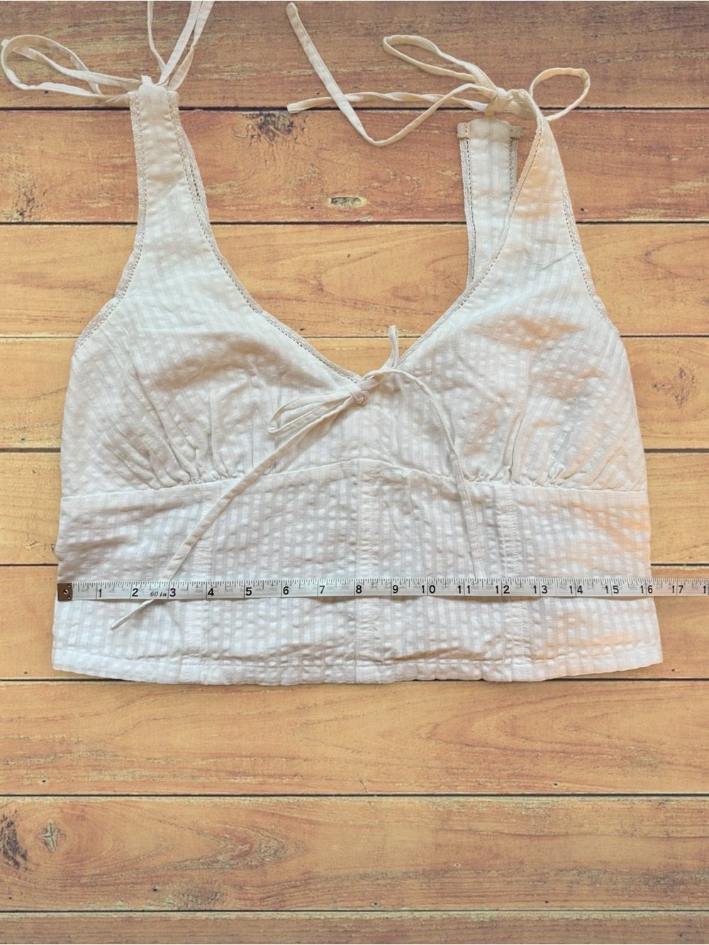 NWOT AE Tie Shoulder Corset White Tank Top Crop - Picture 4 of 6